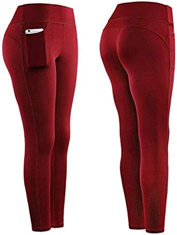 Tantisy Women Casual Fitness Lifting Hip Exercício Calças de ioga com bolsos Calças de ciclismo ao ar livre de cor de cor sólida