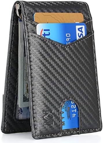 Otaya Men's Money Clip Credit Titular RFID bloqueando carteiras de bolso frontal de couro de couro