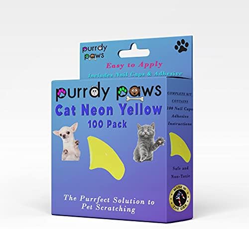 Patas de rumor 100 pacote de unhas macias para garras de gato neon amarelo pequeno