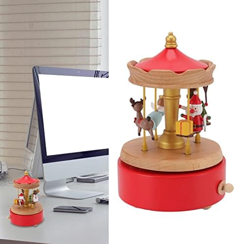 Luqeeg Christmas Music Box, Wood Carousel, Decoração de Natal <br/> Caixa de rotação da caixa de música Crafts Caixa de música