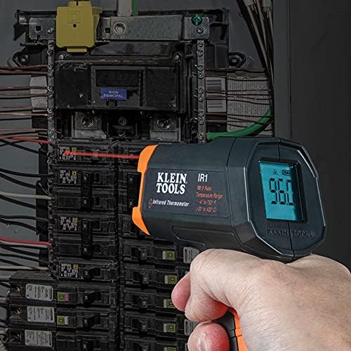 Klein Tools IR1KIT Termômetro infravermelho e kit de testador de receptáculo GFCI, medição de temperatura digital sem contato