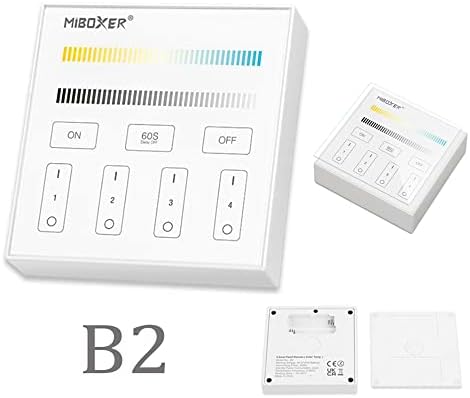 Vrabocry miBoxer b3 sem fio branco 2.4g rf 4 zonas rgb/rgbw painel inteligente montado na parede remoto ligado por 2pcs baterias