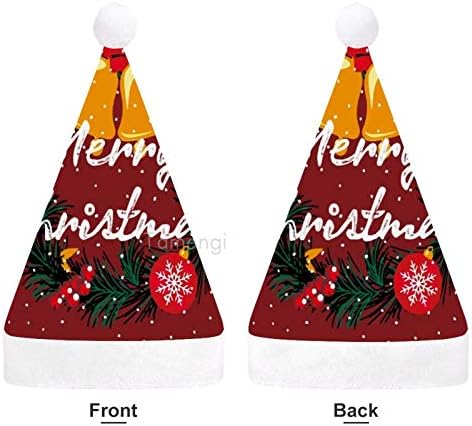 Chapéu de Papai Noel de Natal, Feliz Christeiro Bells de Natal Chapéu de Férias para Adultos, Unisex Comfort Hats de Natal