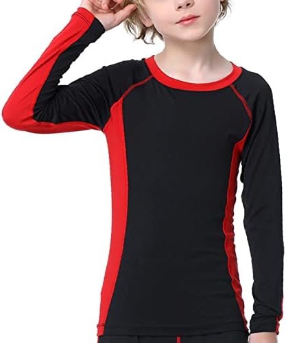 Fldy Kids Boys Thermal Rouphe Sports Sports Camisetas de manga longa Camada de base de pescoço da tripulação