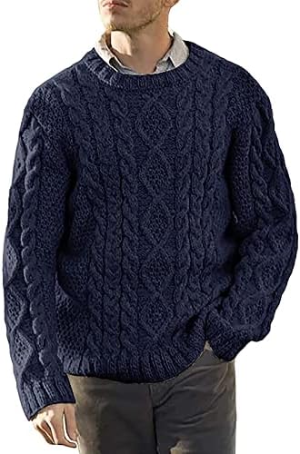 Dudubaby Men's Solid Color Casual Redond Pollover Sweater Sweater de manga comprida