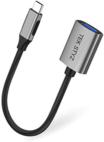 O adaptador TEK Styz USB-C USB 3.0 funciona para o Samsung SM-F707N OTG Tipo-C/PD Male USB 3.0 Feminino Conversor.