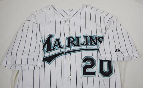 O jogo da Florida Marlins Hart #20 usou White Jersey DP07226 - Jerseys de MLB usados ​​no jogo