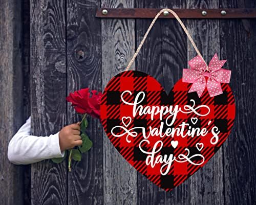 Cynosa Dia dos Namorados Placa da porta para a porta da frente Love Heart Feliz dia dos namorados, sinal pendurado, sinal de
