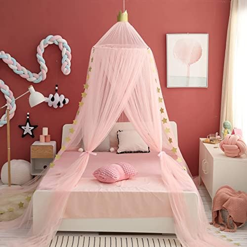 Qxwrel cama dossel garotas mosquito net conton sonho princesa tenda pendurada cúpula chiffon yarn Canopy let room decoração