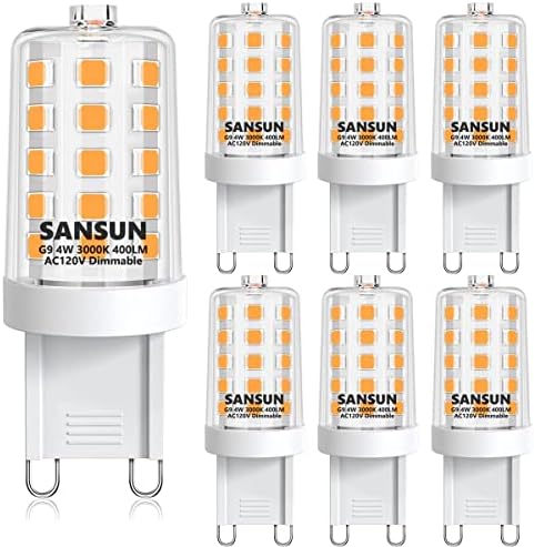 Lâmpadas LED de LED de Sansun G9 40 Watt T4 G9 Lâmpada de halogênio equivalente, 3000k Branco macio, AC120V Dimmable