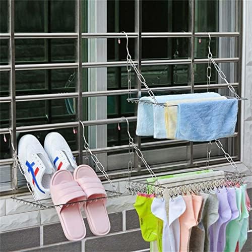 Landua Balcony Dobing Shoe Secy Rack Roupas Airer Airenless Aço de aço Toalha Armazenamento 36/100 Clipes de gancho