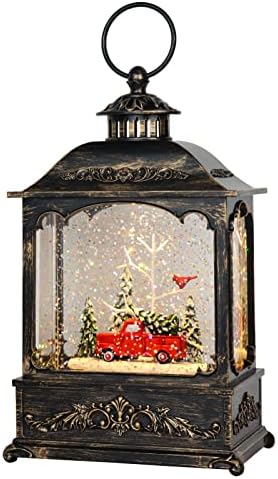 GENWIN Natividade Musical Lanterna de Água Lanterna de Natal Globo de Neve com Timer de 6 horas, Bateria Operada e cantor de canto alimentado por USB Glitter Glitter Globe Lantern Holida de Natal Decoração de casa Presente Presente