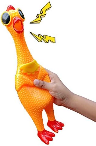 Modern Pulse Rubber Chicken Toy - Diversão estridente gritando 12,5 polegadas de altura - Designs divertidos exclusivos com óculos