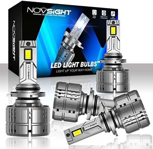 Novsight 9005 9006 lâmpadas de farol LED combina, 6500k LED branco Cool LED faróis de alto kit de conversão de feixes de baixa lâmpada LED, substituição de halogênio, pacote de 4