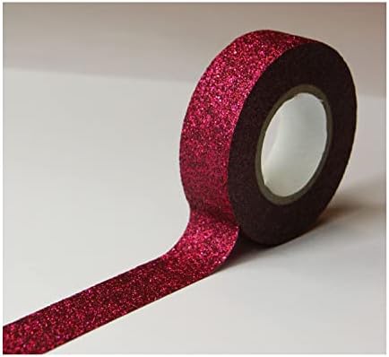 Fita de mascaramento de presente global - Pink escuro - Glitter - Reposicionável - 15 mm x 10 m