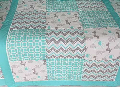 Babyfad Animal Print Turquoise 9 peças Conjunto de cama de berço para bebês