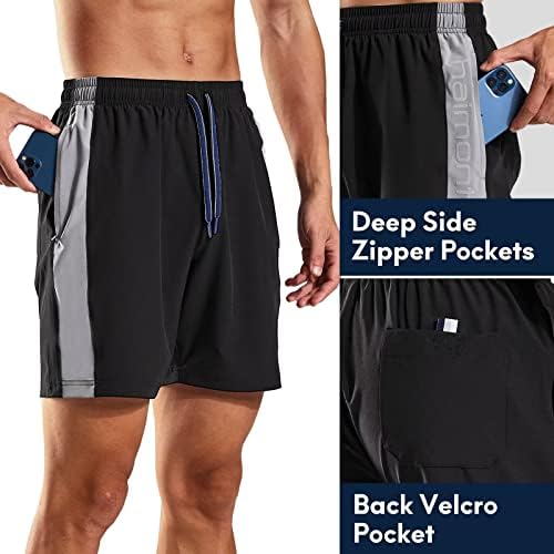 Haimont Quick Dry Athletic Running Shorts para homens 7 '' Ginástica de ginástica shorts de treinamento com bolsos com zíper