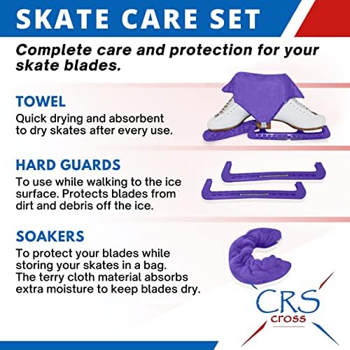 CRS Cross Skate Guards, Soakers & Towel Gift Set - Guardas de patinação no gelo e tampas de lâmina de skate macias para patinação