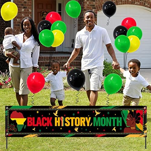 36 peças Black History Month Decoração Banner Mês da História Negra Com Balões de Latex para Fence Yard Garage Afro