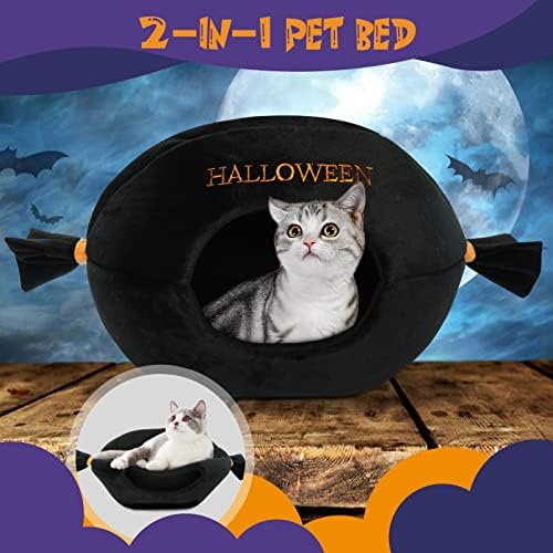 Cama de gato de cachorro Kuoser Holloween, cama de gato em forma de doce Caverna quente para gatinhos e cães pequenos com