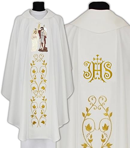 Chasuble gótico branco John the Baptist IHS Vestment 402-B