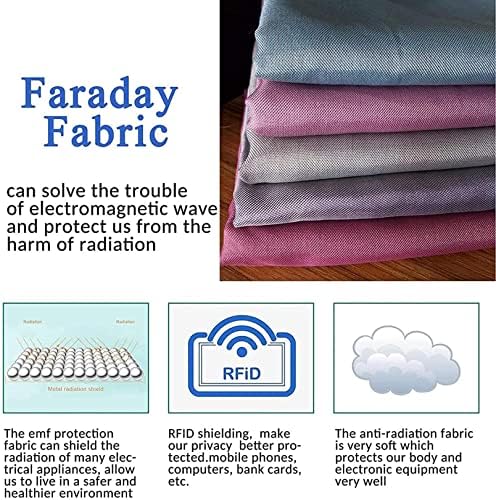 Tecido anti -radiação para roupas de fibra de prata Faraday Shielding Pano Emf EMI RF RFID Bloqueio de proteção condutora Material de proteção lavável e fácil de costurar púrpura 3m/118.11in