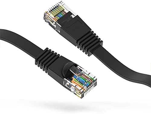 Marginmart 6 pés, Ultra Premium CAT6 550 MHz Cabo de remendo plano, preto 20 pacote, mm680811