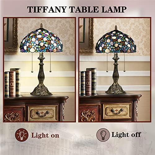 Luminária de mesa da Tiffany Nizrsky, lâmpada de vitral com casca natural e ametista, lâmpada de estilo tiffany de 12 de 12