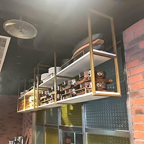 PLATA DE TECEIRO DE MONSEG - PLACA DE MADEIRA DE 2 camadas Plataforma de cozinha pendurada, Exibição de decoração da casa industrial, pode colocar copos de vinho, livros