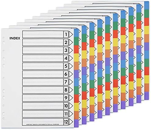 10 conjuntos A4 Arquivo Divisores Extra Amplos Multi-Color So orifícios PP PL PLÁSTICO REFORNIFICAÇÃO COLO