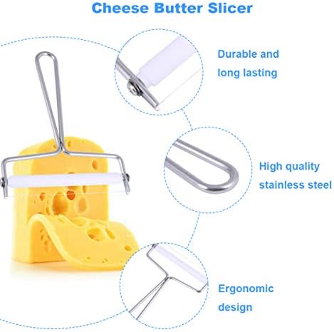 Cortadores de queijo de queijo de queijo luxshiny 2pcs slicer de queijo com arame queijo de aço inoxidável queijo barbeador de queijo