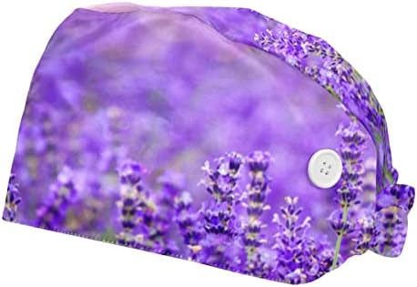 Lavanda Flor Purple Mauve 2 Pacote de trabalho ajustável Cap com botões Chape de chapéus elásticos com fita de moletom com fita de moletom