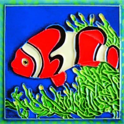 Peixe tropical IIIIII - Nemo Fish - Tile de arte de cerâmica decorativa - 4 x4 em Vogue