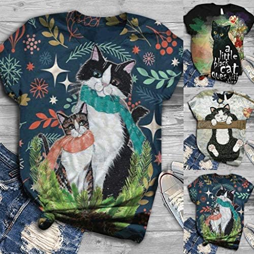 Camiseta camisetas para mulheres plus size, animais impressos de animais gráficos Tops