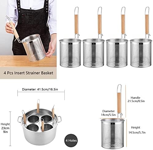 Cooker de macarrão de aço inoxidável 4 orifícios fabricantes de macarrão inserir utensílios de cozinha com 4 cestas de filtro