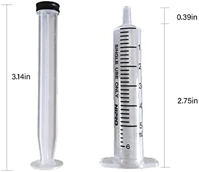 Nipro seringa de plástico sem agulha para animais líquidos Óleo de cabelo 5 ml 10 pacote, transparente