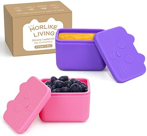 Contêineres Morlike Dips para ir, recipiente de molho de salada de silicone, 1,6 oz de recipiente de condimentos pequenos