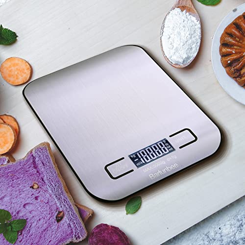 Escala de alimentos Barlunbee, escala de cozinha grama de peso digital e oz, 11lb/5 kg com precisão de 0,05 onças/1g,