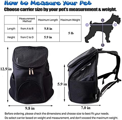 NSDRBX PET Mackpack, mochila respirável de animais de estimação com malha, adequada para pequenos gatos e cães, função de segurança,