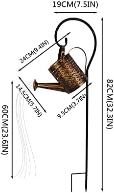 A rega solar lata com luzes, luzes em cascata solar decorações de jardim ao ar livre, rega lã de paisagem Light Lanterna pendurada