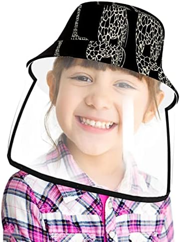 Chapéu de proteção para adultos com escudo facial, chapéu de pescador anti -sun tap, animais girafa preto e branco