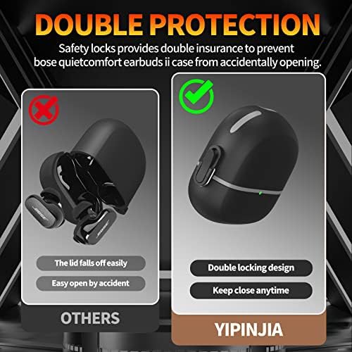 [Upgrade Secure Lock] Bose QuietComfort Earbuds II 2022 Caso, capa de proteção à prova de choque de Yipinjia em corpo inteiro para