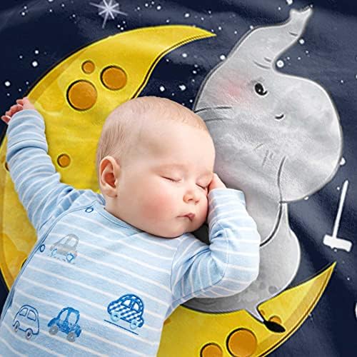 Pavo Baby Blanket Twinkle Little Star Baby Elephant on Moon, Presentes de chuveiro com lã super macio para recém -nascidos menino e