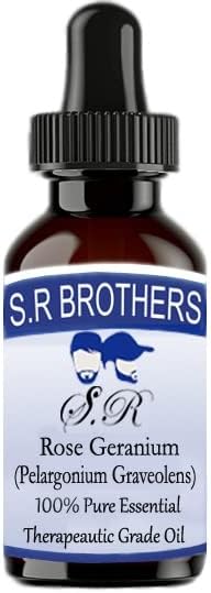 S.R Brothers Rose Gerânio Puro e Natural Teleapeatic Grade Essential Oil com gotas de gotas de 30 ml