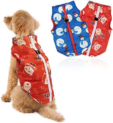 Bwogue 2 Pacote jaquetas de cães de Natal para casacos quentes de cães à prova de vento de inverno com vestuário