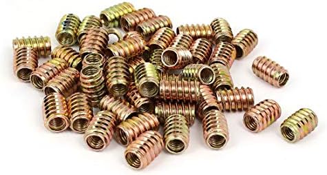 X-Dree Wood Furniture Inserir parafuso de fixação Tom de bronze e bronze M8 x 20mm 50pcs (Tornillo de Fijación de Inserto