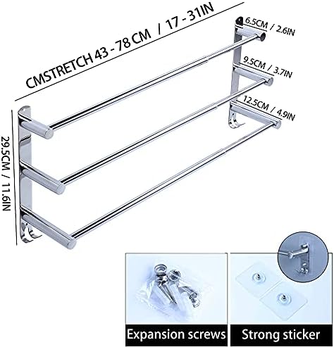 Barras de toalha cabide de toalha livremente retrátil de 20 a 30 polegadas de aço inoxidável 304 Toalha de banho Rack de banho