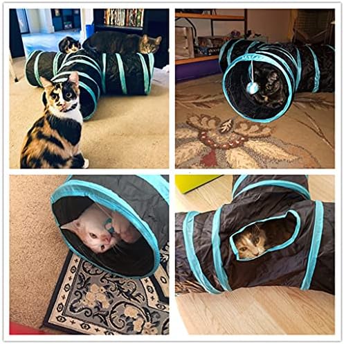 Tubo de túnel de gatos de 3 vias dobráveis ​​com peek orifícios de perecha, brinquedos interativos seguros resistentes à ruptura