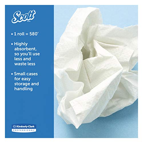 Scott 12388 toalhas de rolo hard slimroll, bolsos de absorção, 8 x 580 pés, branco