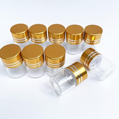 10pcs 1ml 16x20mm mini garrafas pequenas garrafas claras de vidro 1ml com tampas de ouro